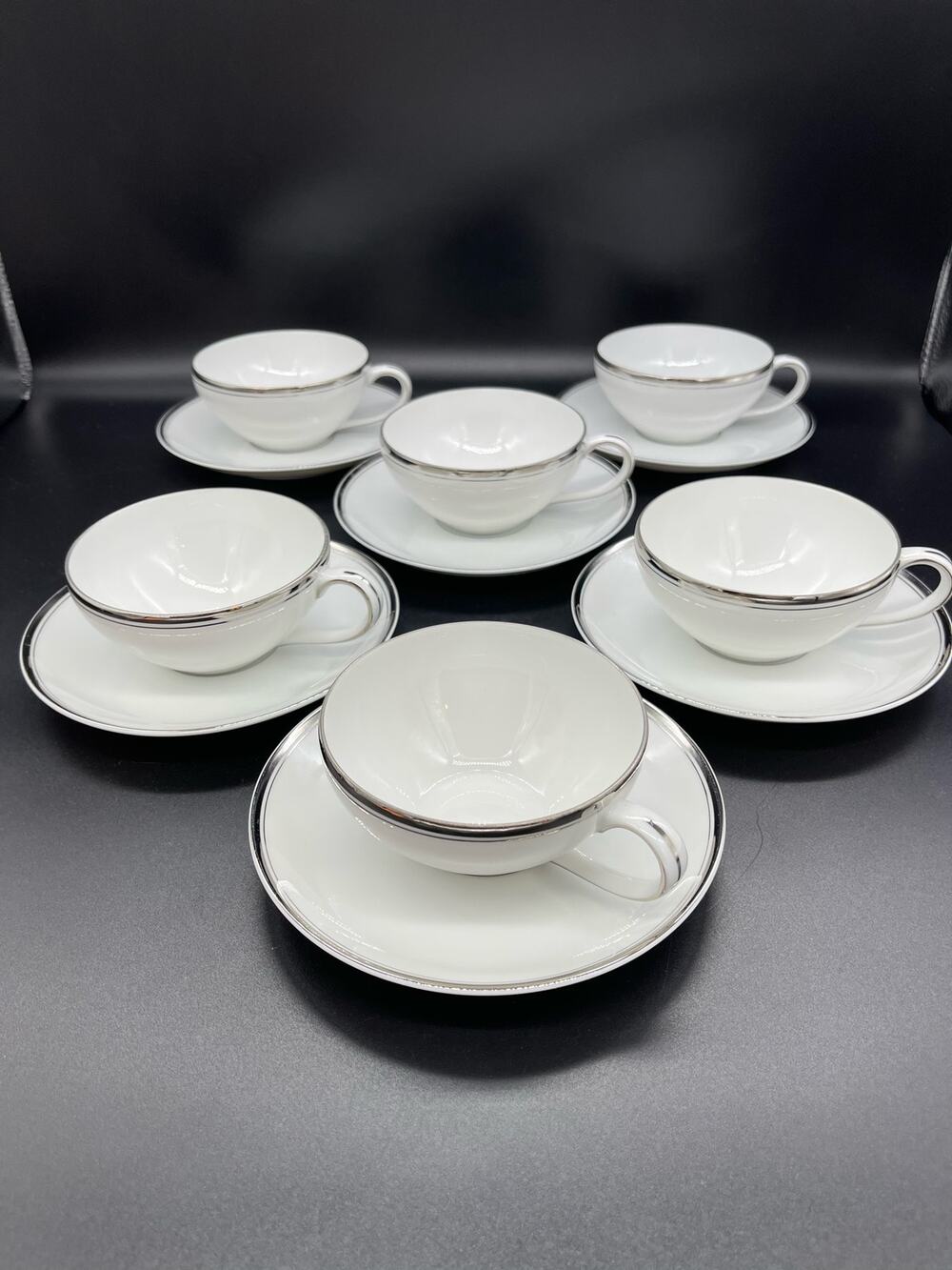 Vintage Fukagawa Arita Hand Painted China Set of 6 Teacups & Saucers # 900P